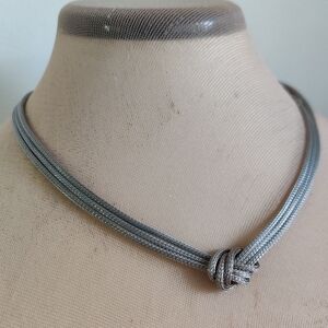 Elegant minimalist sterling silver triple strand mesh chains necklace